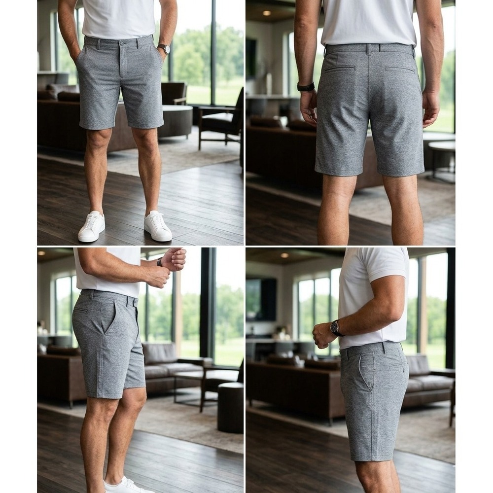 PGA Tour Golf Shorts Mens 30 Heather Gray Slash Pocket Performance Stretch